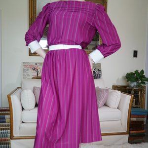 Vintage 70s 80s Purple Strait Lane Dress 10